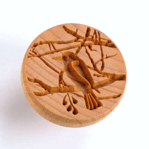 Large round (6 cm/ 12.4") Stamp. Design # 058. Bird in a tree. 