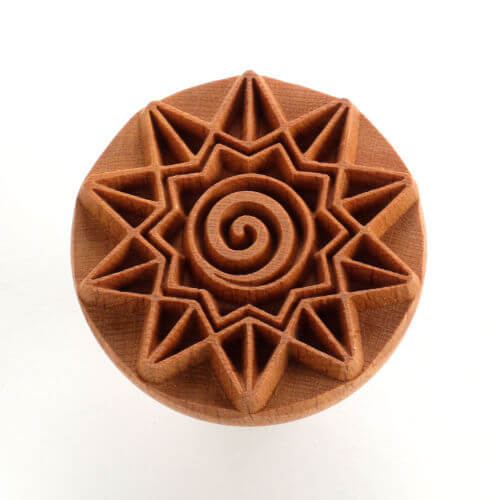 Large round (6 cm/ 12.4") Stamp. Design # 061. Spiral Star. 