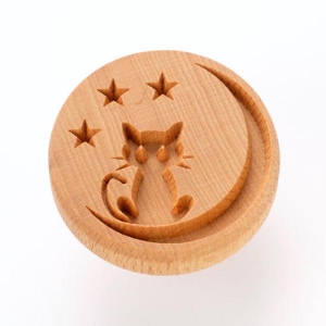 Large round (6 cm/12.4") Stamp. Design #063. Cat on Moon. 
