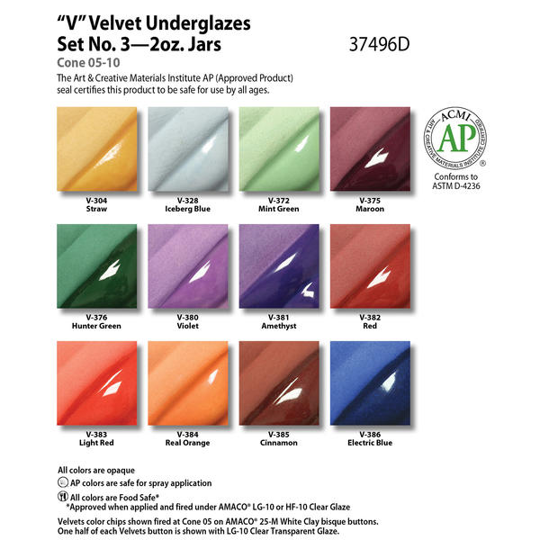 Amaco Velvet Underglaze Set No. 3 (2 oz.)